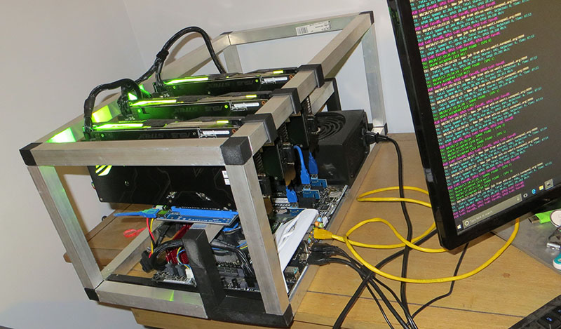 CryptoScythe v0.2 multi-GPU prototype mining rig