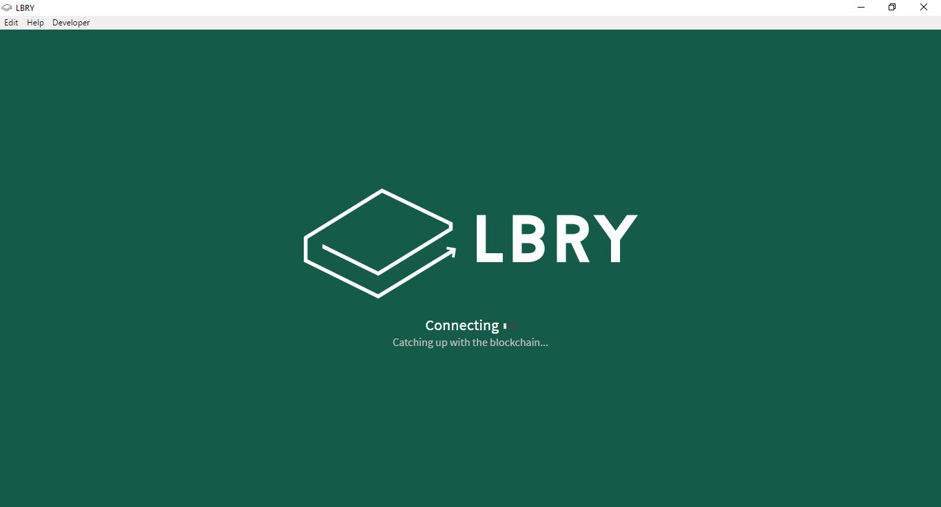 LBRY app synchronizing blockchain